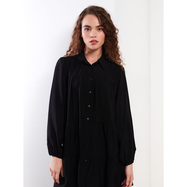 Shirt Collar Straight Long Sleeve Oversize Women's Tunic