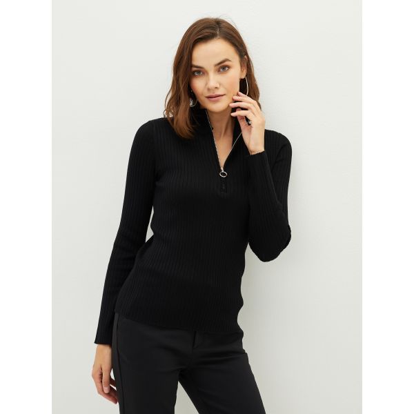 Half Turtleneck Regular Long Sleeve Women's Tricot Sweater