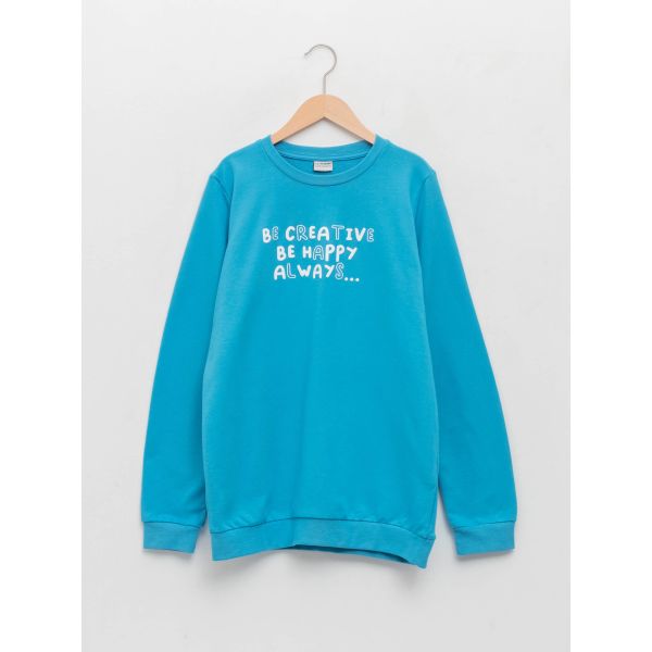 Crew Neck Printed Long Sleeve Boy Sweatshirt