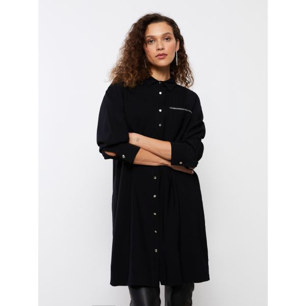 Shirt Collar Straight Long Sleeve Women's Tunic