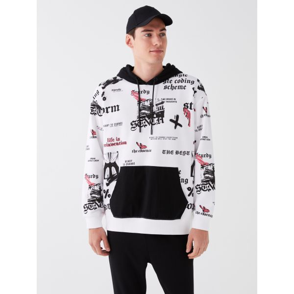 Hooded Long Sleeve Printed Men's Hoodie