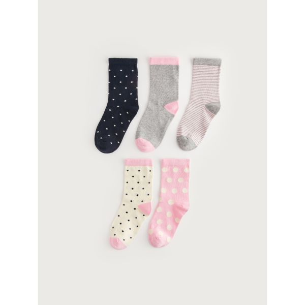 Polka Dot Girl Child Socks 5 Pack