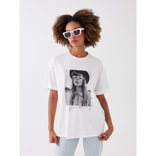 Crew Neck Printed Short Sleeve Oversized T-Shirt