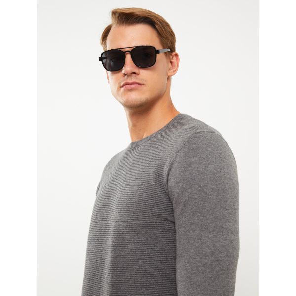 Crew Neck Long Sleeve Men's Tricot Sweater