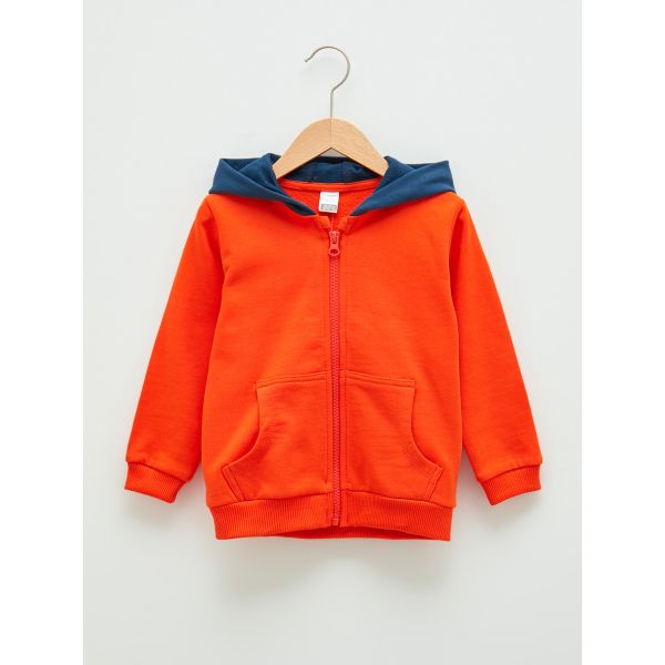 Hooded Long Sleeve Basic Baby Boy Zippered Sweatshirt