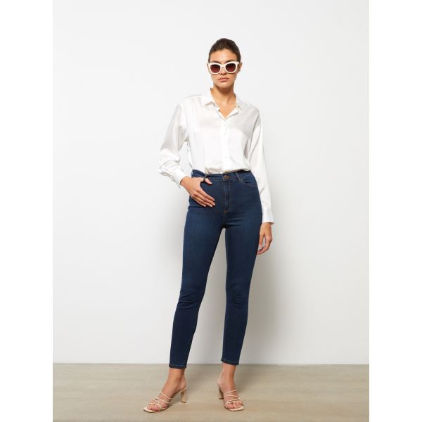 Skinny Fit Regular Pocket Detailed Women's Denim Trousers