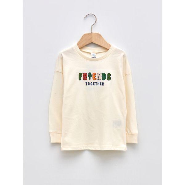 Crew Neck Long Sleeve Embroidery Detailed Baby Boy T-Shirt