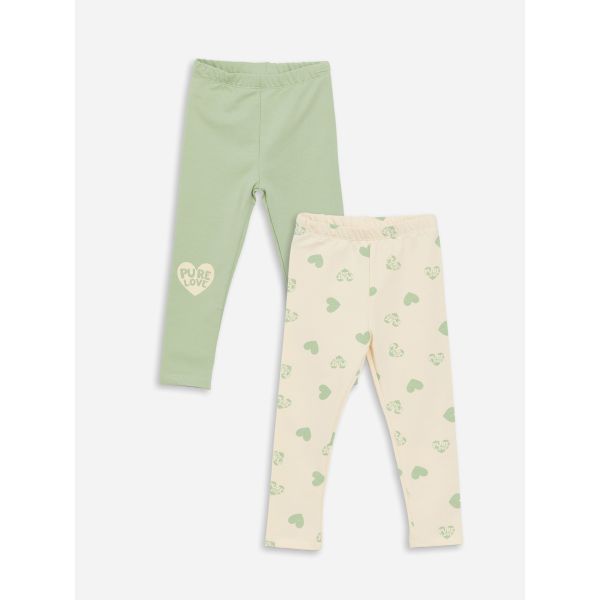 Elastic Waist Printed Baby Girl Tights 2-Pack