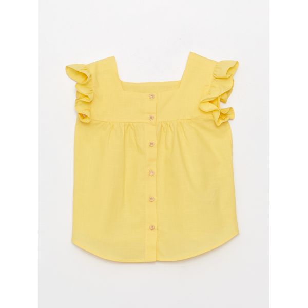 Square Collar Short Sleeve Girl Shirt