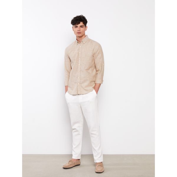 Regular Fit Long Sleeve Linen Men's Shirt