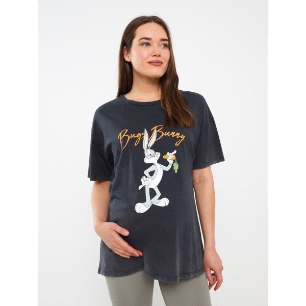 Crew Neck Bugs Bunny Printed Maternity T-Shirt