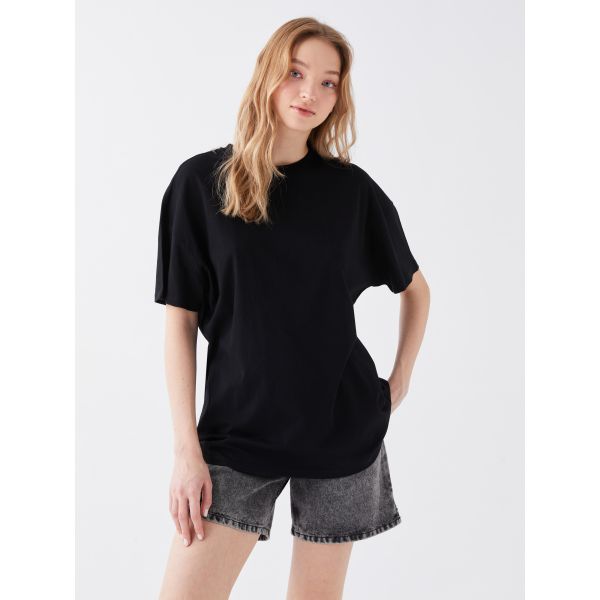 Crew Neck Straight Short Sleeve Oversize Women's T-Shirt