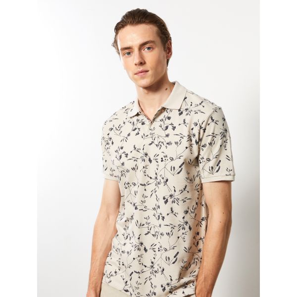 Polo Neck Short Sleeve Patterned Men's T-Shirt