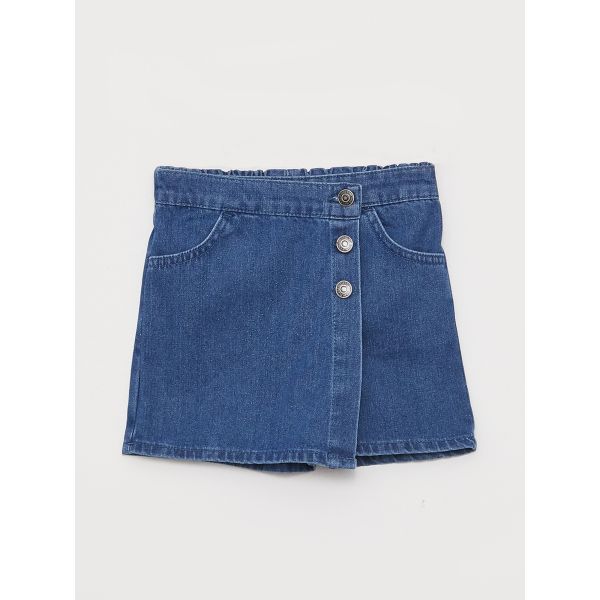 Elastic Waist Girl Jean Short Skirt