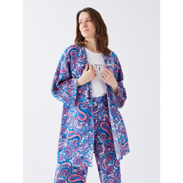 Shawl Collar Patterned Oversize Women's Kimono