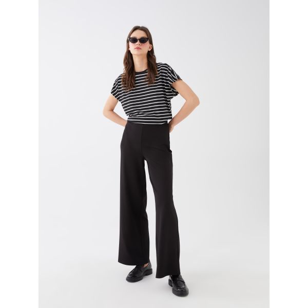 Elastic Waist Regular Bell-Bottoms Women's Trousers