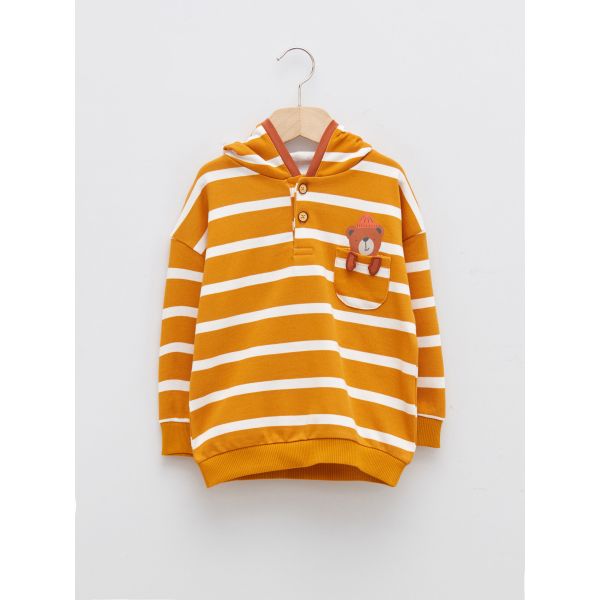 Hooded Long Sleeve Striped Baby Boy Sweatshirt