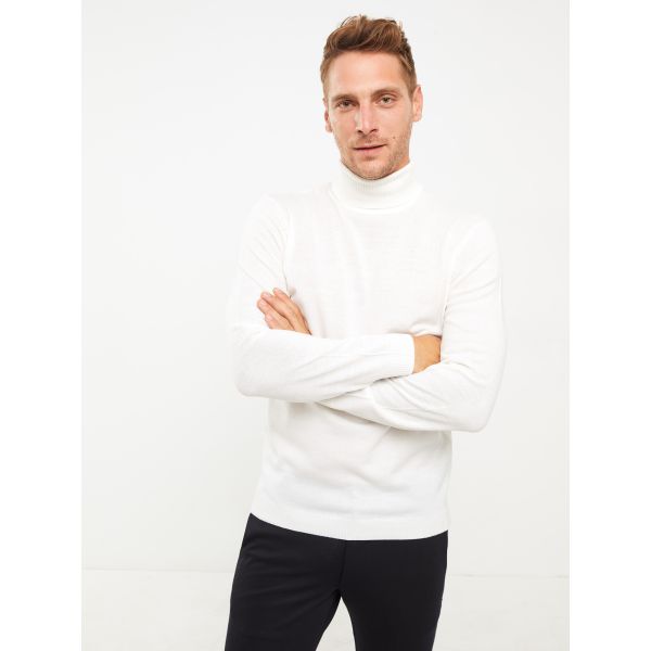 Turtleneck Long Sleeve Men's Tricot Sweater