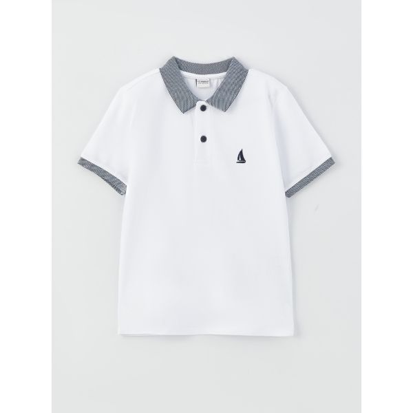 Polo Neck Embroidery Detailed Short Sleeve Boy T-Shirt