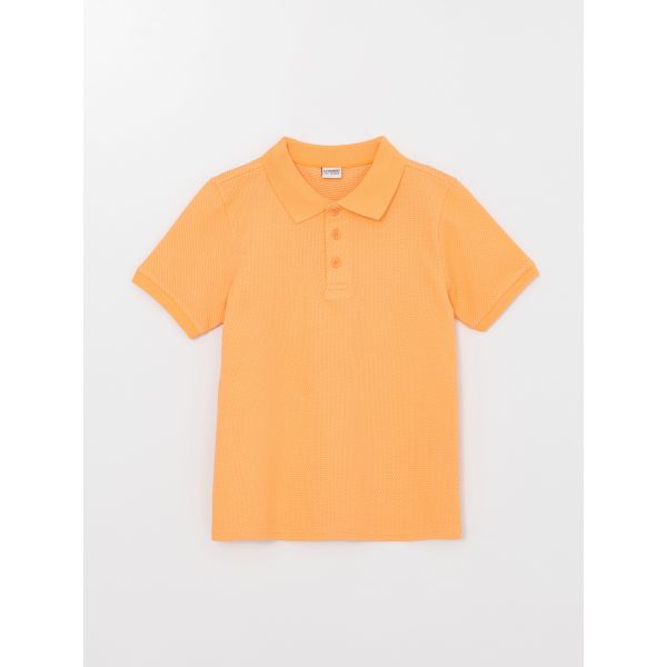 Polo Neck Self Patterned Short Sleeve Boy T-Shirt