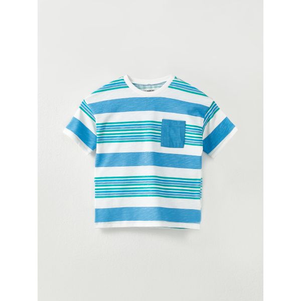 Crew Neck Short Sleeve Striped Cotton Baby Boy T-shirt