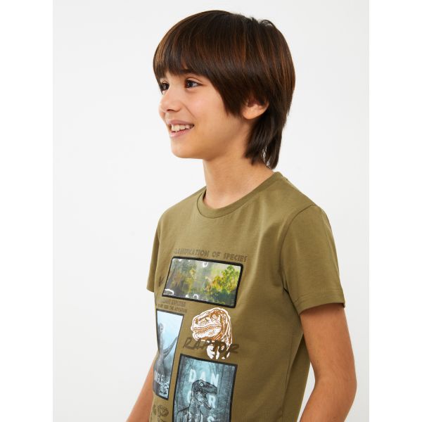 Crew Neck Printed Short Sleeve Boy T-Shirt