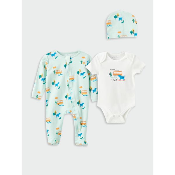 Crew Neck Printed Baby Boy Hospital Outlet Set of 3