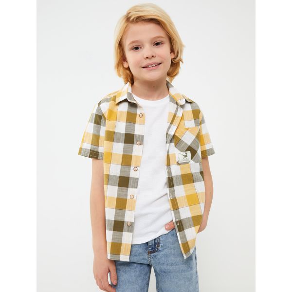 Plaid Short Sleeve Boy Shirt