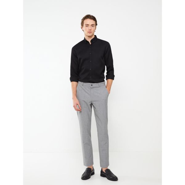 Slim Fit Plaid Men's Trousers