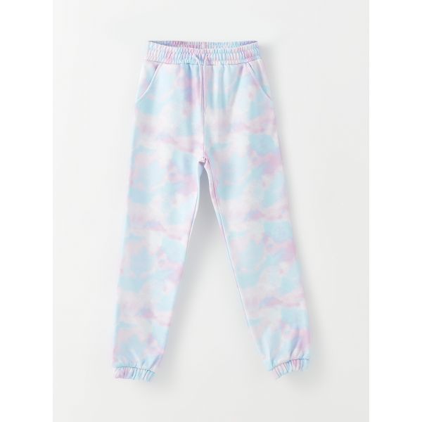 Elastic Waist Batik Patterned Girl Jogger Sweatpants