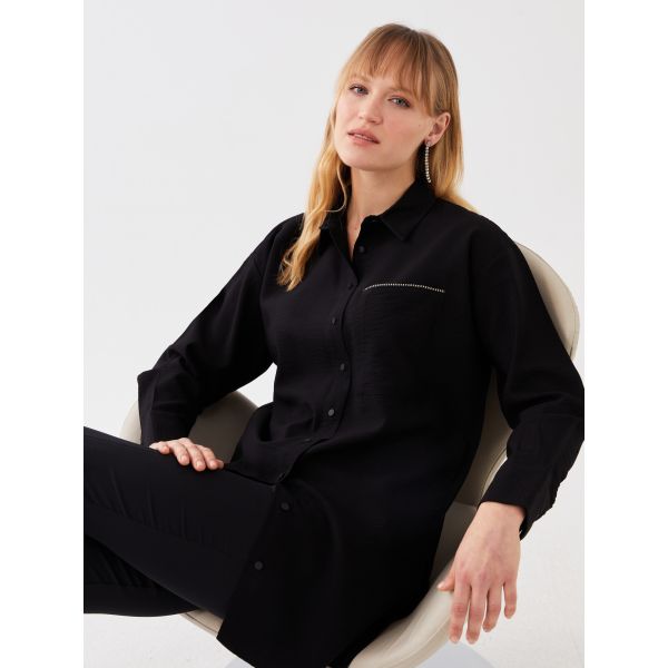 Shirt Collar Straight Long Sleeve Women's Tunic