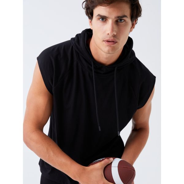 Hooded Combed Cotton Men's Sleeveless T-Shirt