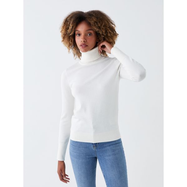 Turtleneck Regular Long Sleeve Women's Tricot Sweater