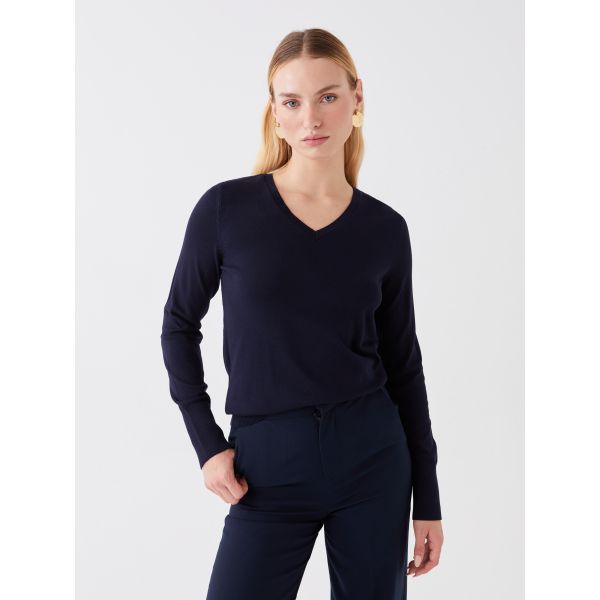 V Neck Regular Long Sleeve Women's Tricot Sweater