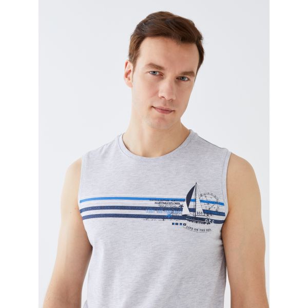 Crew Neck Printed Men's Sleeveless T-Shirt