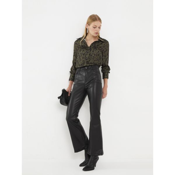 Standard Fit Regular Faux Leather Women's Trousers