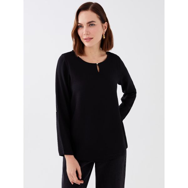 Crew Neck Regular Long Sleeve Women's Blouse