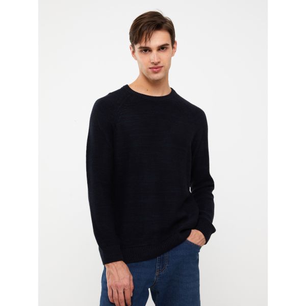 Crew Neck Long Sleeve Men's Tricot Sweater