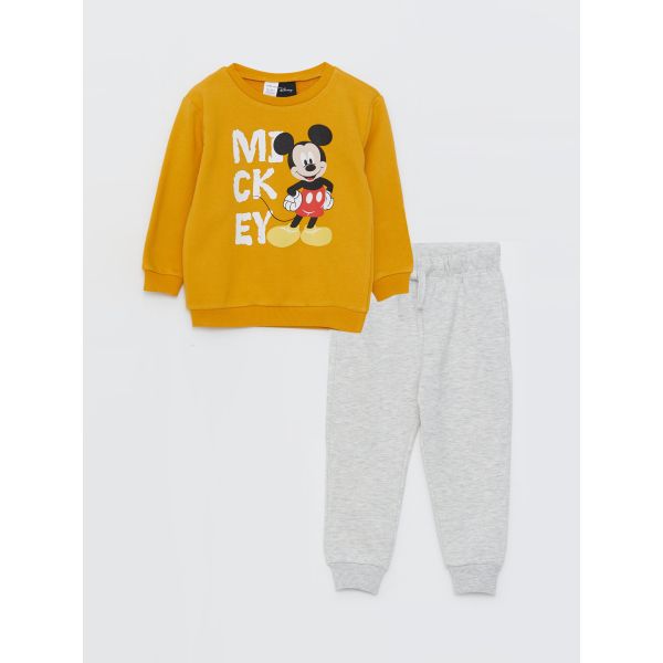 Crew Neck Long Sleeve Mickey Mouse Printed Baby Boy Sweatshirt and Sweatpants 2-Pack Set