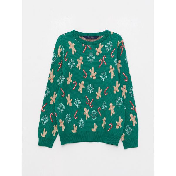 Crew Neck Christmas Themed Long Sleeve Boy Knitwear Sweater