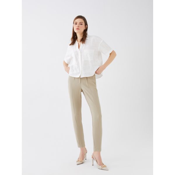 Women's High-Waisted Carrot Cut Plain Pants