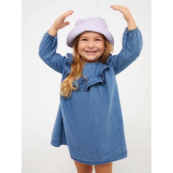 Crew Neck Baby Girl Jean Dress