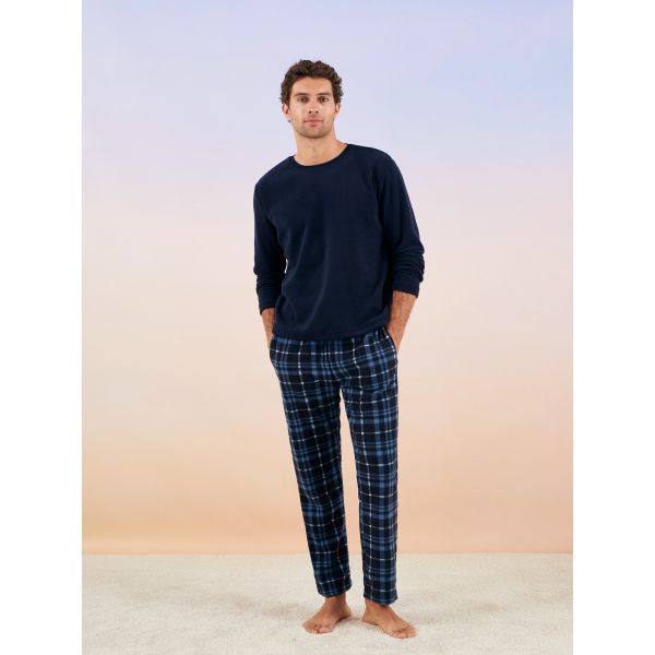 Standard Pattern Plaid Fleece Men's Pajamas Set