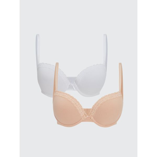 Underwire Unfilled Lace Detailed T-Shirt Bra 2-Pack