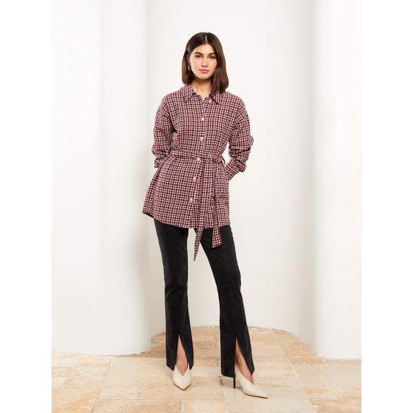 Patterned Long Sleeve Flannel Women's Shirt Jacket