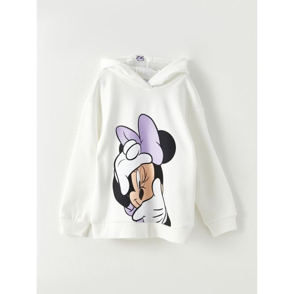 Hooded Minnie Mouse Printed Long Sleeve Girl Sweatshirt