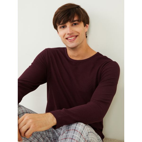 Crew Neck Long Sleeve Men's Pajama Top