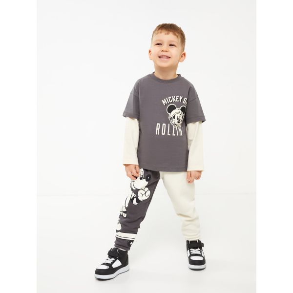 Mickey Mouse Printed Baby Boy Tracksuit Bottom With Elastic Waist