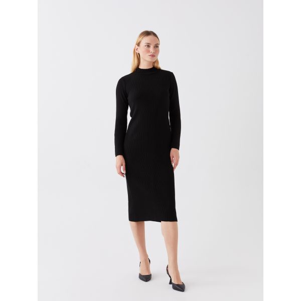 Half Turtleneck Regular Long Sleeve Women's Tricot Dress