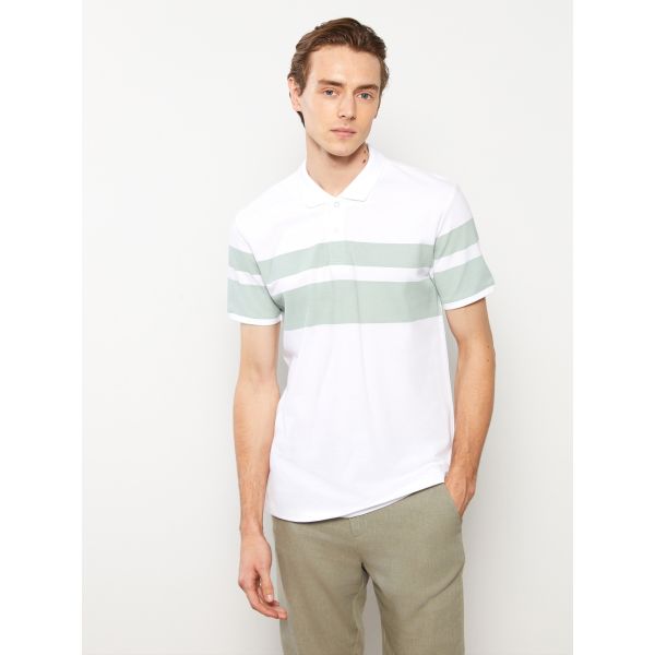 Polo Neck Short Sleeve Striped Piqué Men's T-Shirt